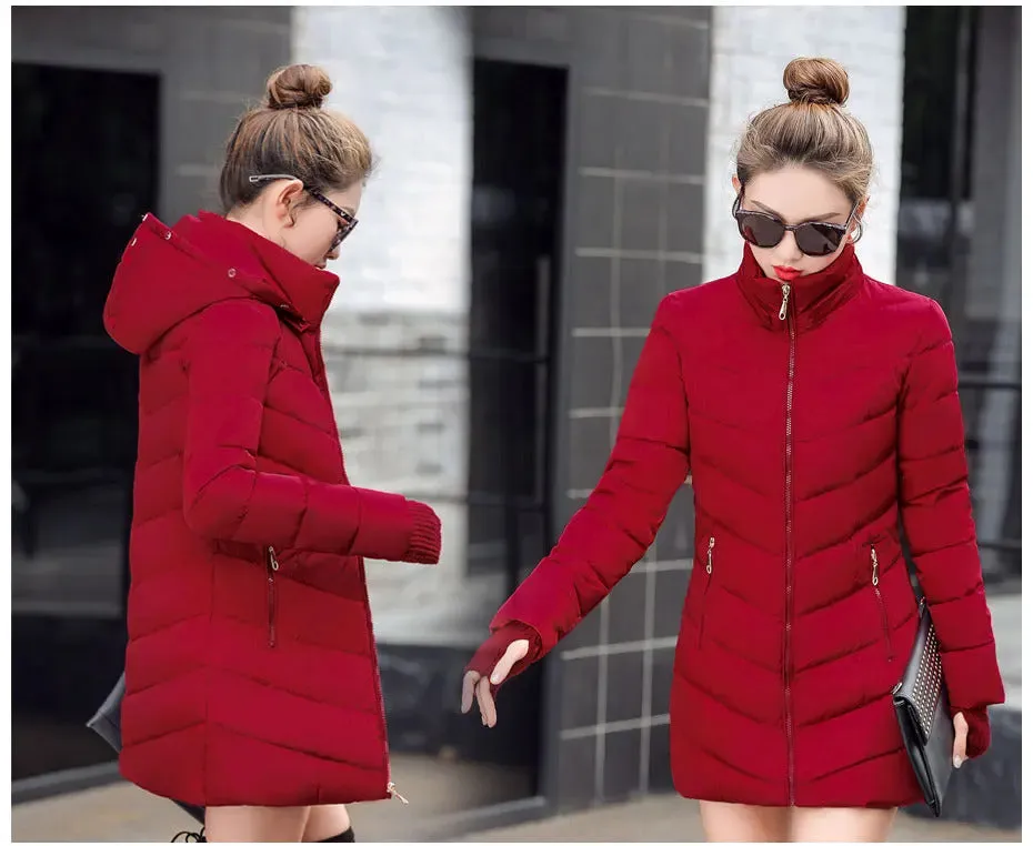 2024 New Arrival Fashion Slim Women Winter Jacket Cotton Padded Warm Thicken Ladies Coat Long Coats Parka Womens Jackets