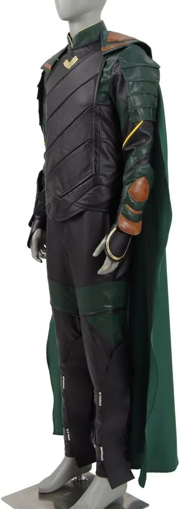 Adult Loki Costume Men Loki Laufeyson Cosplay Outfit with Helmet Cloak for Halloween