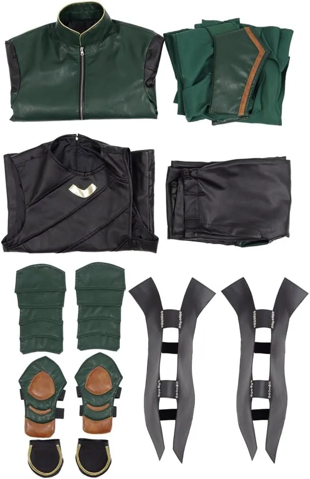 Adult Loki Costume Men Loki Laufeyson Cosplay Outfit with Helmet Cloak for Halloween