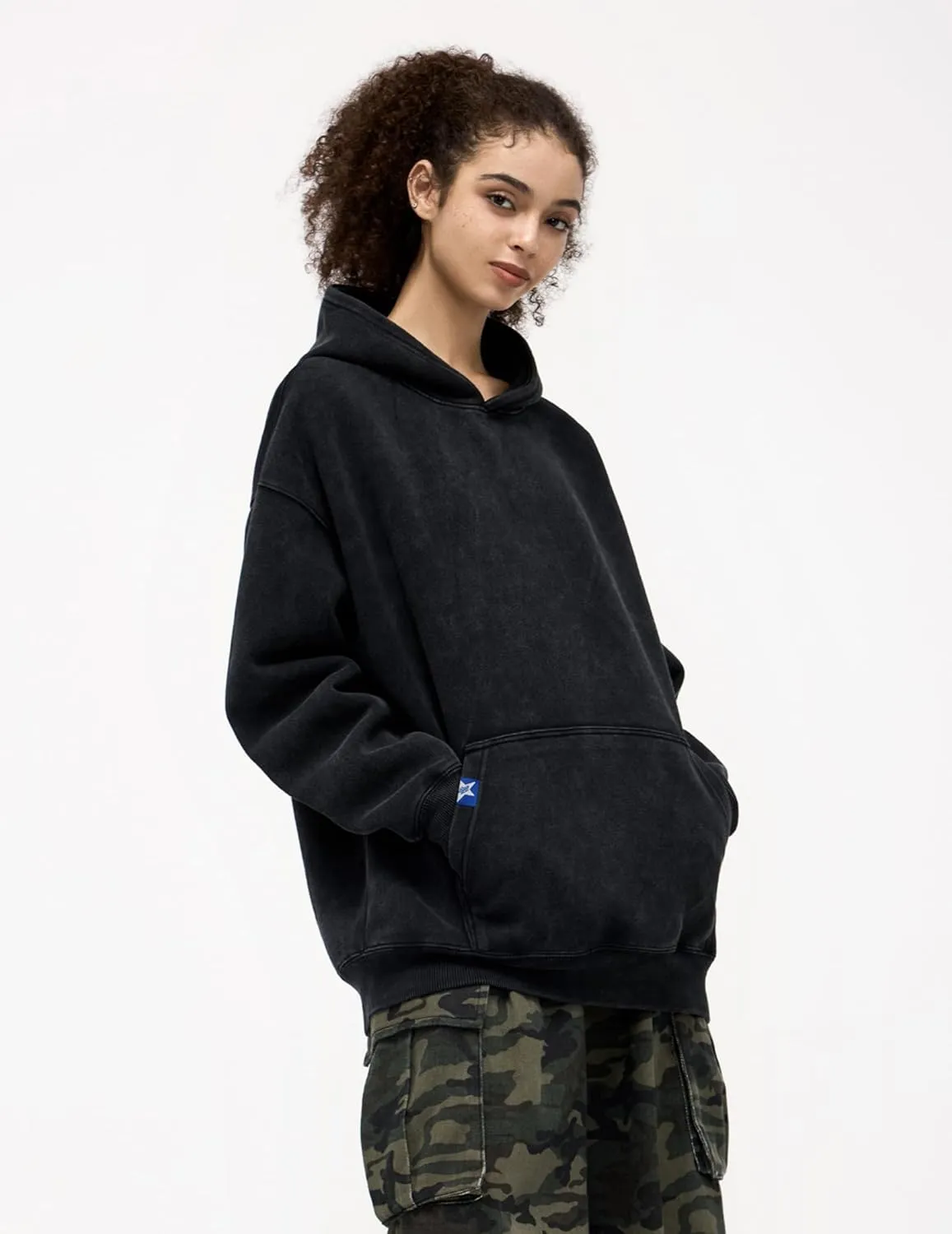 Aelfric Eden Washed Hoodie Oversized Vintage Hoodies Unisex Streetwear Solid Hooded Sweatshirt with Pocket