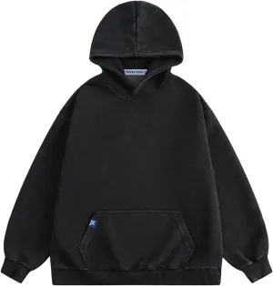 Aelfric Eden Washed Hoodie Oversized Vintage Hoodies Unisex Streetwear Solid Hooded Sweatshirt with Pocket