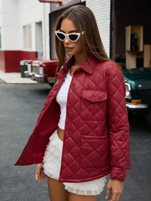 Affinna INS Style Casual Street Fashion Women's Jacket With Multi-Pockets, Turndown Collar, Quilted Patchwork Design, Warm And Comfortable, Suitable For Winter