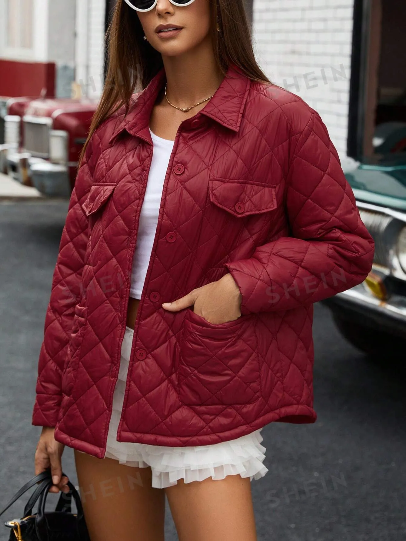 Affinna INS Style Casual Street Fashion Women's Jacket With Multi-Pockets, Turndown Collar, Quilted Patchwork Design, Warm And Comfortable, Suitable For Winter