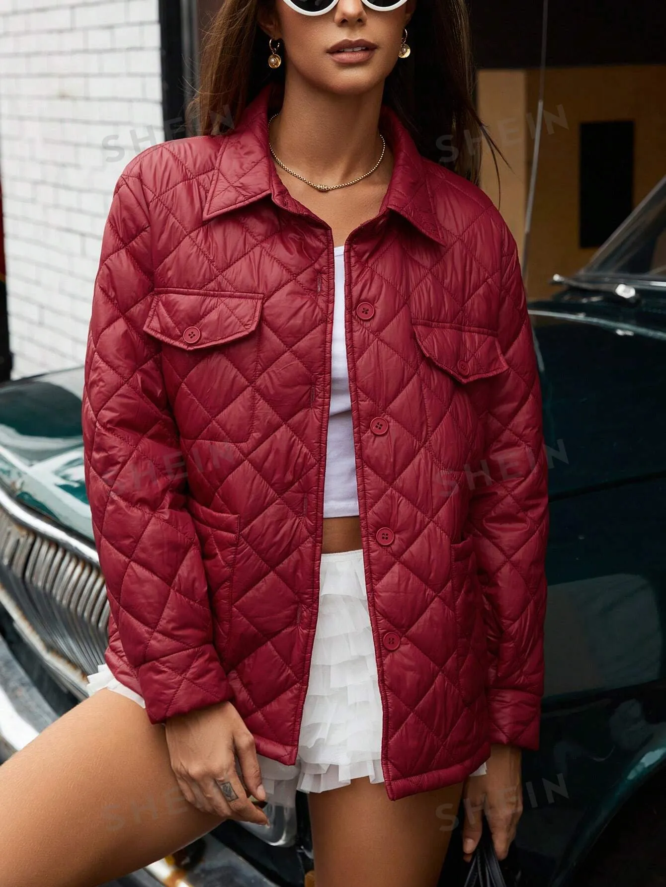 Affinna INS Style Casual Street Fashion Women's Jacket With Multi-Pockets, Turndown Collar, Quilted Patchwork Design, Warm And Comfortable, Suitable For Winter