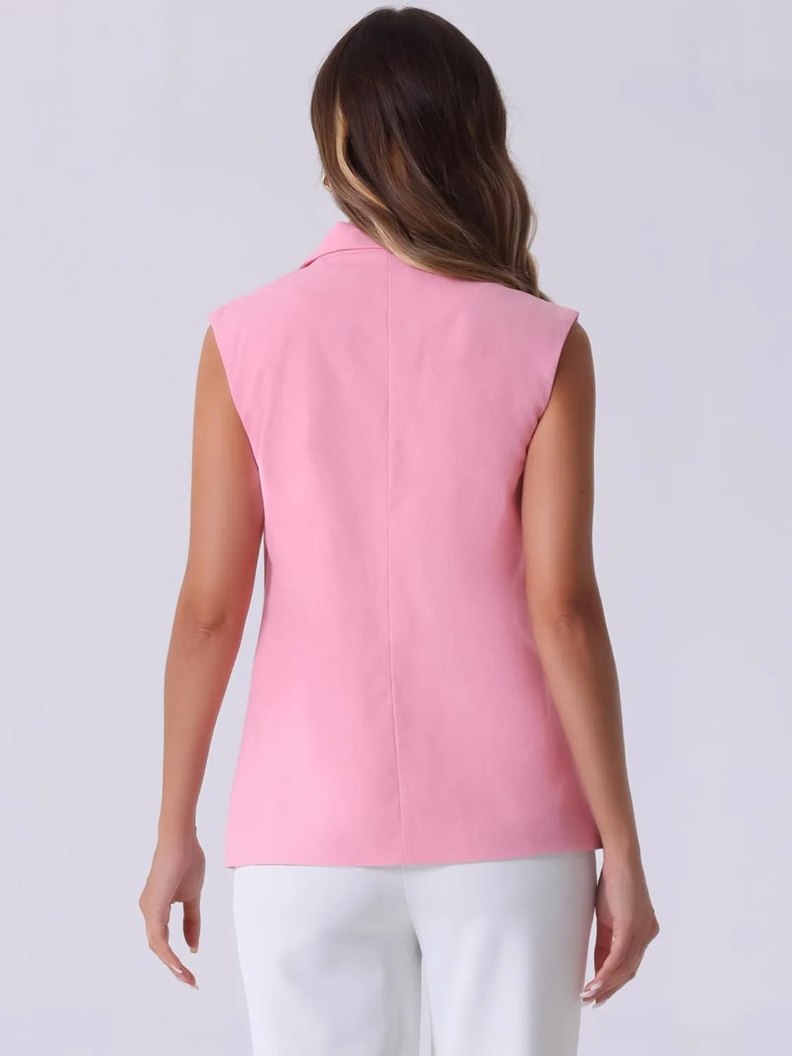 Allegra K Casual Sleeveless Blazer Vest for Women's Spring Summer Cotton Linen Work Office Suit Vest Jacket