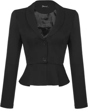 Allegra K Work Short Blazer for Women's Lapel Collar Long Sleeve Ruffle Casual Office Jacket