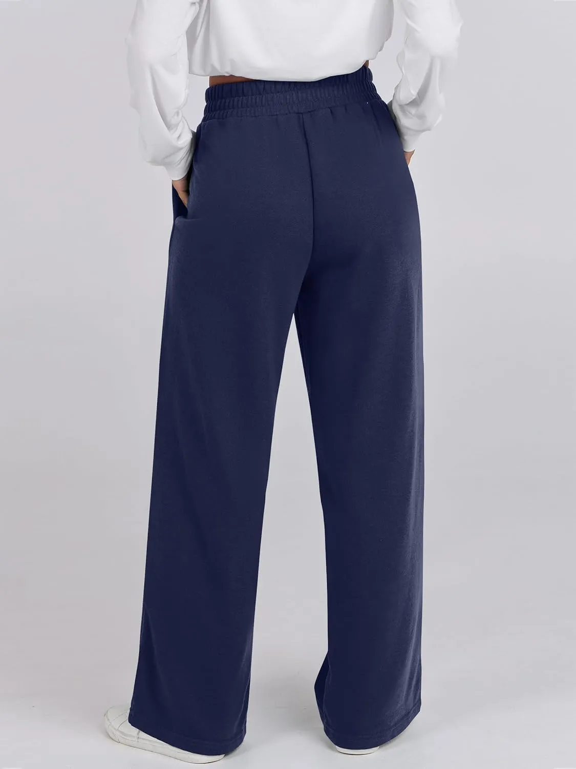 ANRABESS Women Asymmetric High Waist Wide Straight Leg Sweatpants with Pockets 2024 Fall Trendy Sweat Jogger Pants