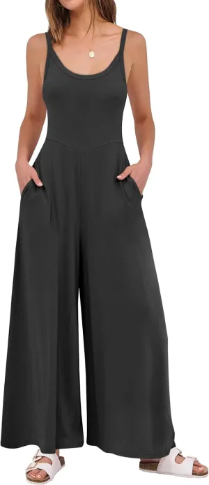 ANRABESS Womens Casual Loose Sleeveless Jumpsuits Dressy Wide Leg Adjustable Strap Rompers 2025 Summer Vacation Outfits