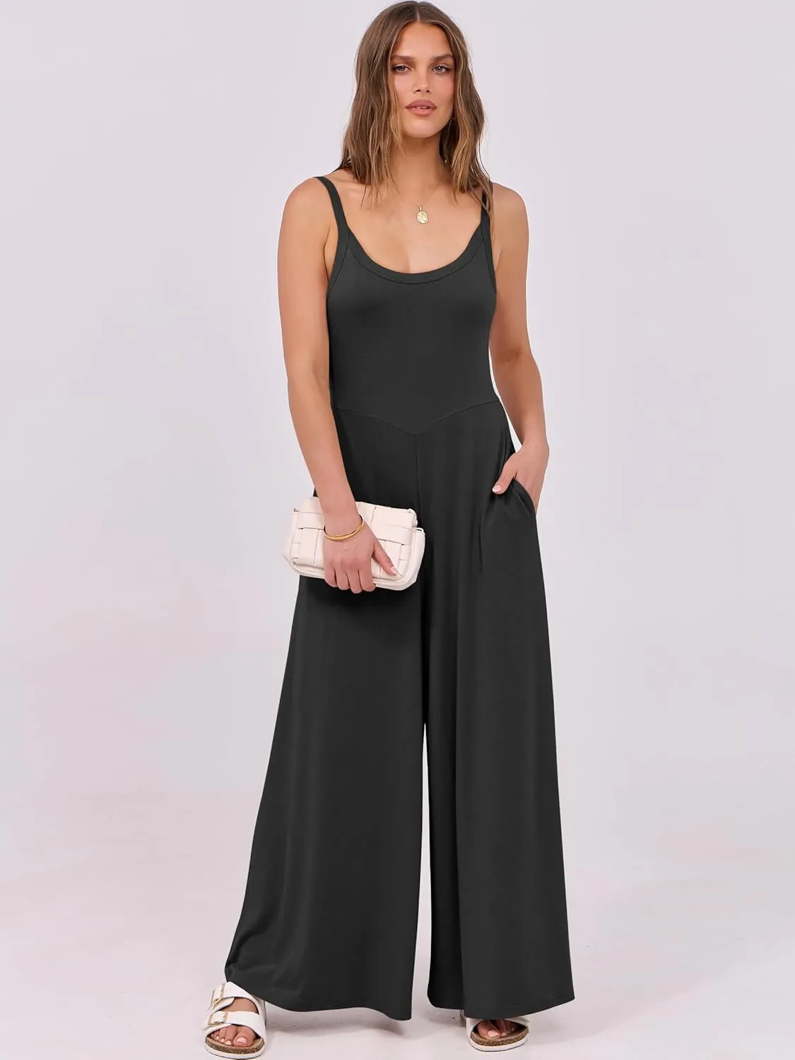ANRABESS Womens Casual Loose Sleeveless Jumpsuits Dressy Wide Leg Adjustable Strap Rompers 2025 Summer Vacation Outfits