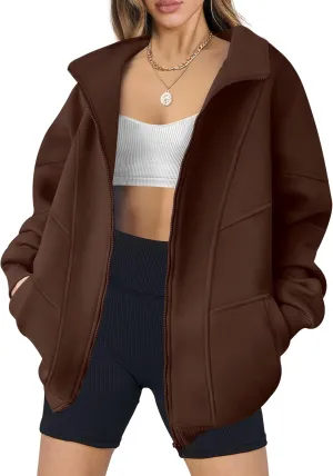 ANRABESS Women's Oversized Full Zip Up Sweatshirts Jacket 2025 Fall Fleece Long Sleeve Hoodies Outfit