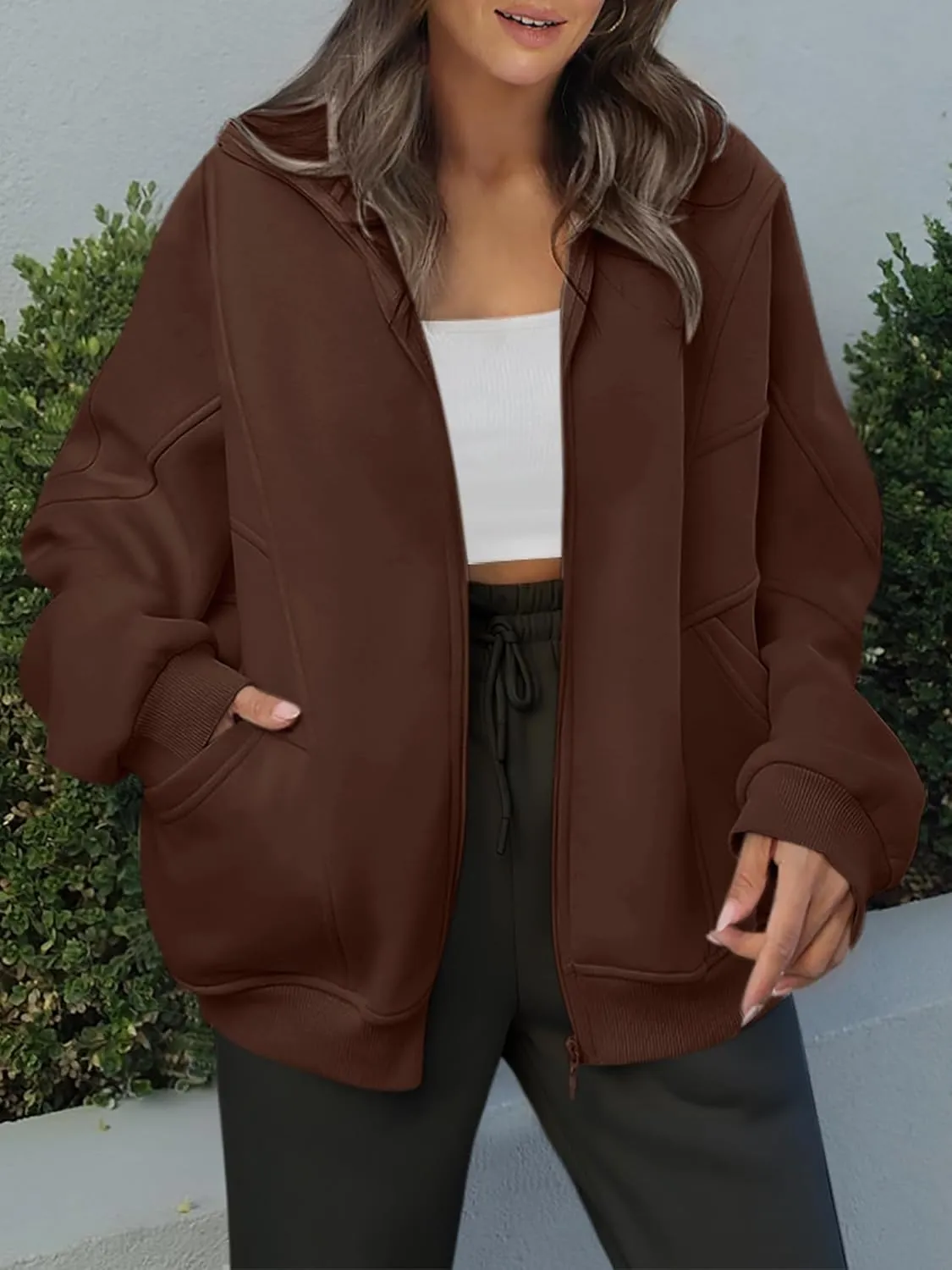 ANRABESS Women's Oversized Full Zip Up Sweatshirts Jacket 2025 Fall Fleece Long Sleeve Hoodies Outfit
