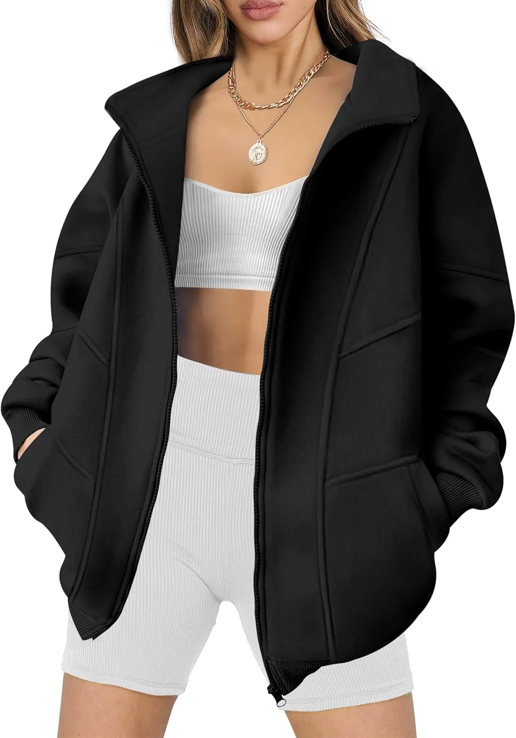 ANRABESS Women's Oversized Full Zip Up Sweatshirts Jacket 2025 Fall Fleece Long Sleeve Hoodies Outfit