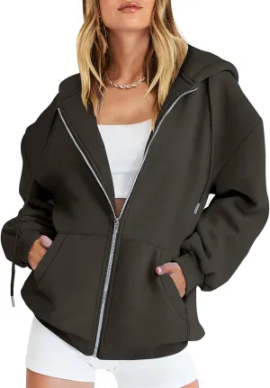 ANRABESS Womens Zip Up Hoodies Long Sleeve Oversized Sweatshirts Fleece Y2K Jacket Pockets 2025 Fall Outfits Fashion Clothes