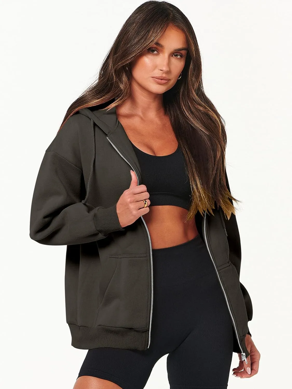 ANRABESS Womens Zip Up Hoodies Long Sleeve Oversized Sweatshirts Fleece Y2K Jacket Pockets 2025 Fall Outfits Fashion Clothes