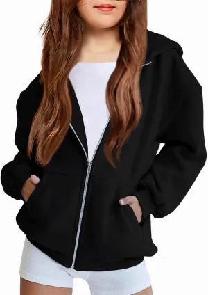 Arshiner Girls Zip Up Hoodies Teen Fleece Full-Zip Sweatshirts Jacket Casual Fall Hoodie with Pocket