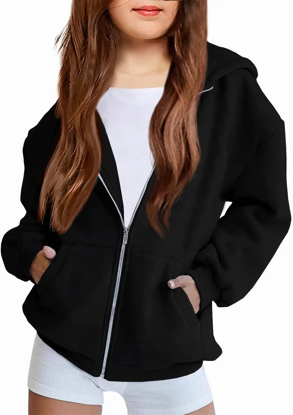 Arshiner Girls Zip Up Hoodies Teen Fleece Full-Zip Sweatshirts Jacket Casual Fall Hoodie with Pocket