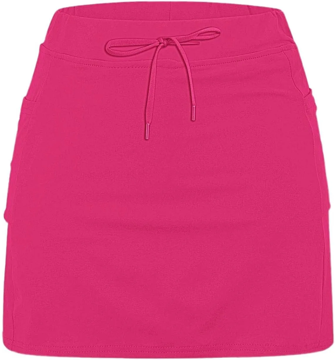 Athletic Skorts for Woman Elastic Hight Waist Drawstring Tennis Golf Skirt with Pockets Solid Color Yoga Shorts