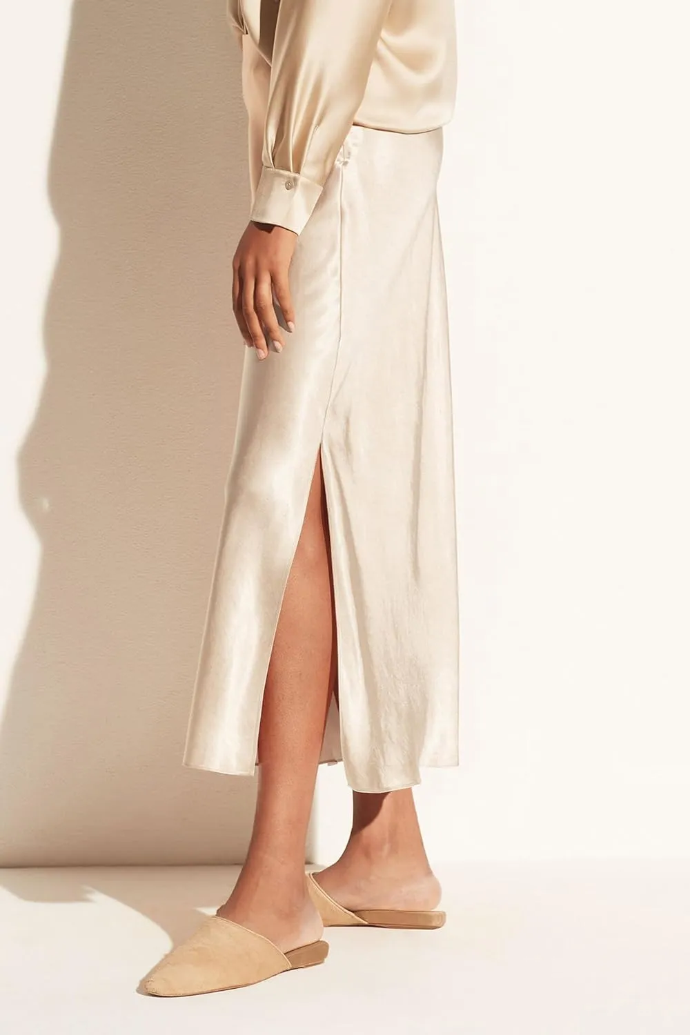 ATHX Women's Satin Long Skirt Dressy 2024 Summer High Waisted Silk A Line Split Elegant Maxi Skirts