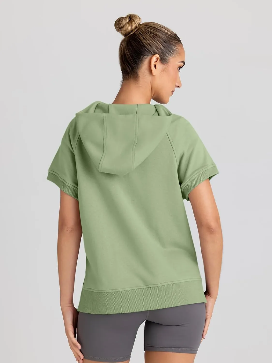 AUTOMET Oversized Hoodies for Women Short Sleeve Half zip Sweatshirt Fleece Loose Fit Pullover 2025 Fall Fashion Outfits