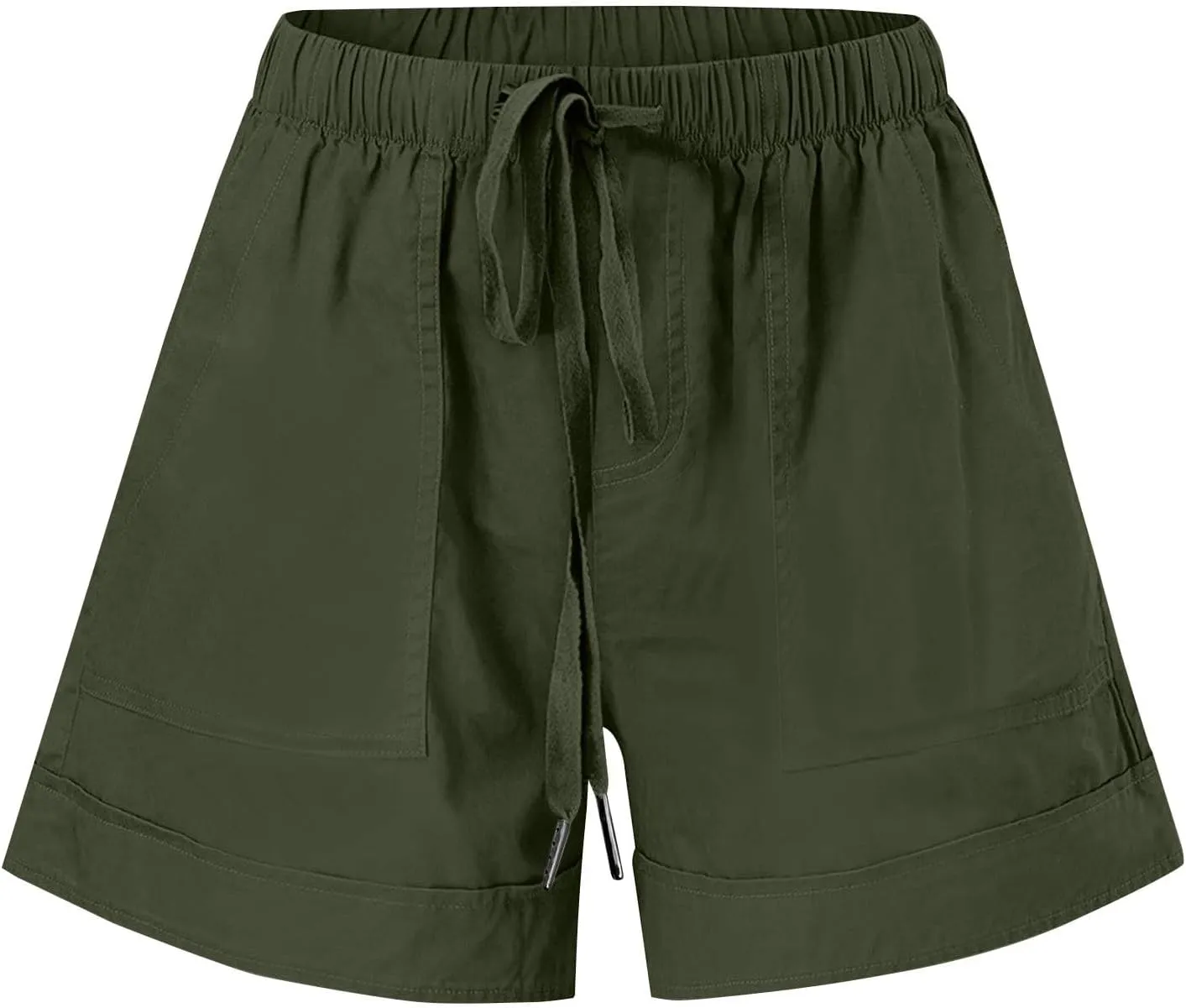 Bermuda Shorts for Women Casual Drawstring Elastic Waist Plus Size Lightweight Pants with Pockets Beach Vacation 2025