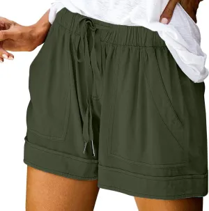 Bermuda Shorts for Women Casual Drawstring Elastic Waist Plus Size Lightweight Pants with Pockets Beach Vacation 2025