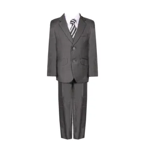 Big Boys Charcoal Fancy 5 Piece Vest Jacket Pants Special Occasion Suit 8-20