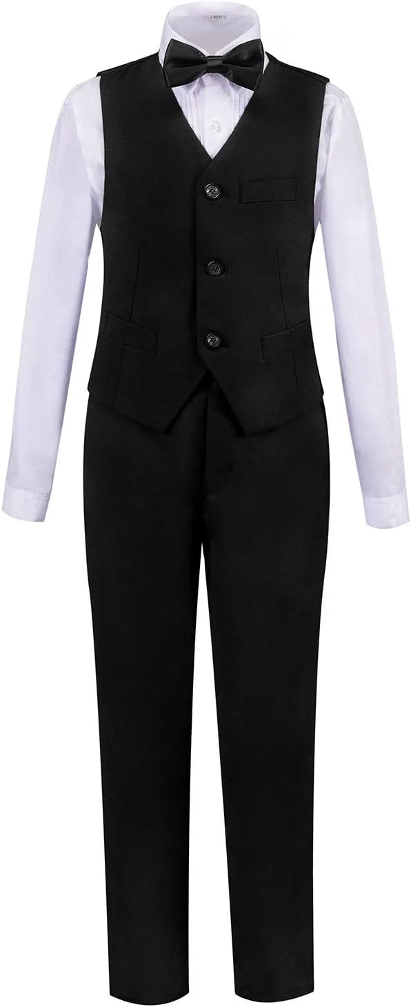 Boys Suit Set Formal Dress Shirt with Bowtie Vest Pants Toddler Boy Tuxedo Suits