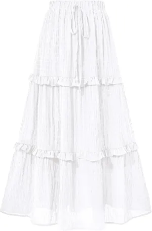 BTFBM Women's Long Summer Skirt 2025 Elegant High Waist Cocktail Party Wedding Guest Dress Flared A-Line Midi Skirts