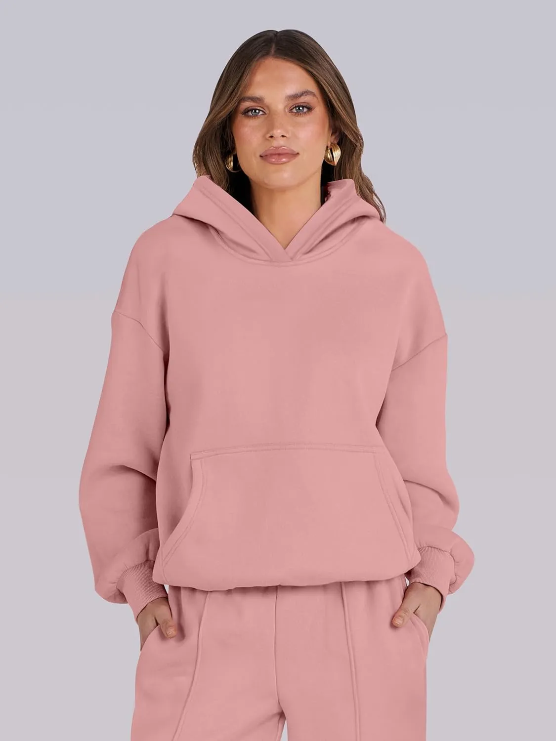 Caracilia Women's 2 Piece Outfits Sweatsuit Sets Oversized Hoodies Wide Leg Sweatpant Tracksuit 2024 Fall Matching Lounge Set