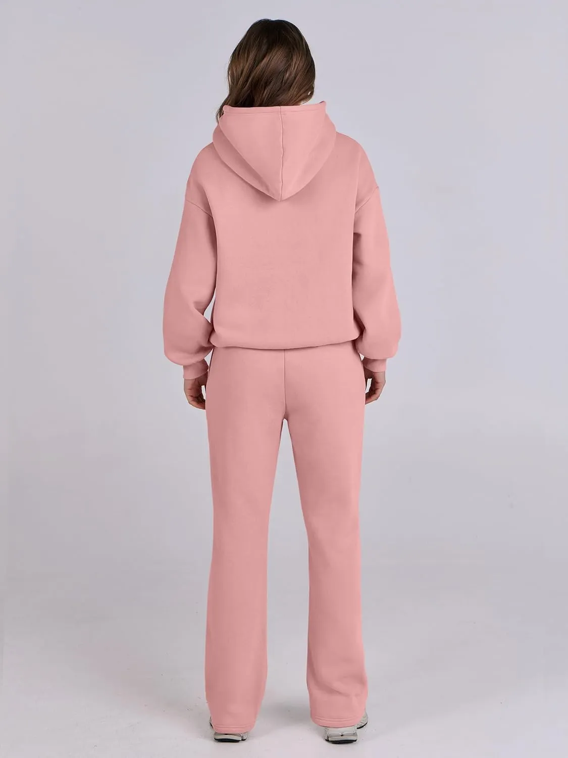 Caracilia Women's 2 Piece Outfits Sweatsuit Sets Oversized Hoodies Wide Leg Sweatpant Tracksuit 2024 Fall Matching Lounge Set