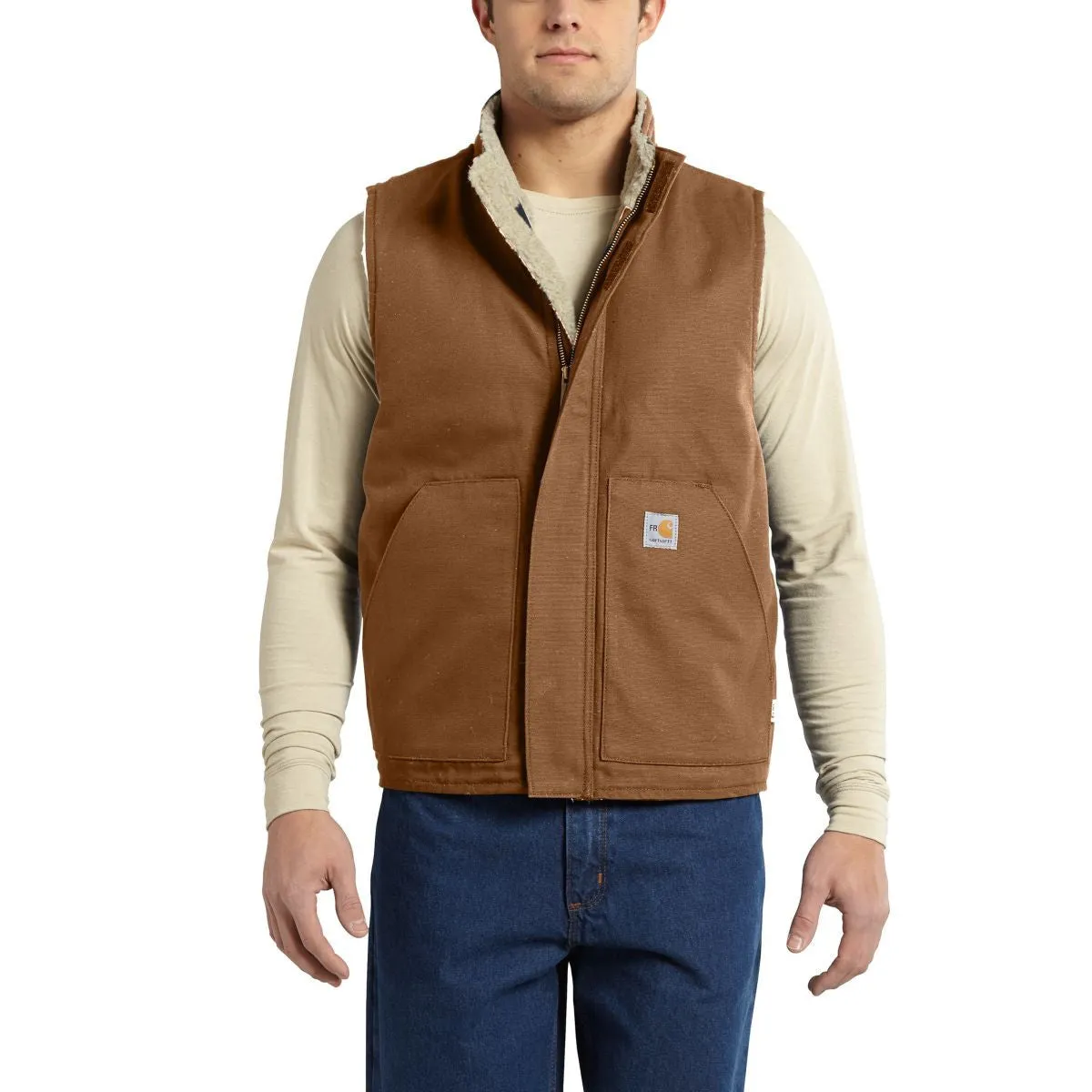 Carhartt Men's Carhartt Brown Flame-Resistant Mock Neck Vest