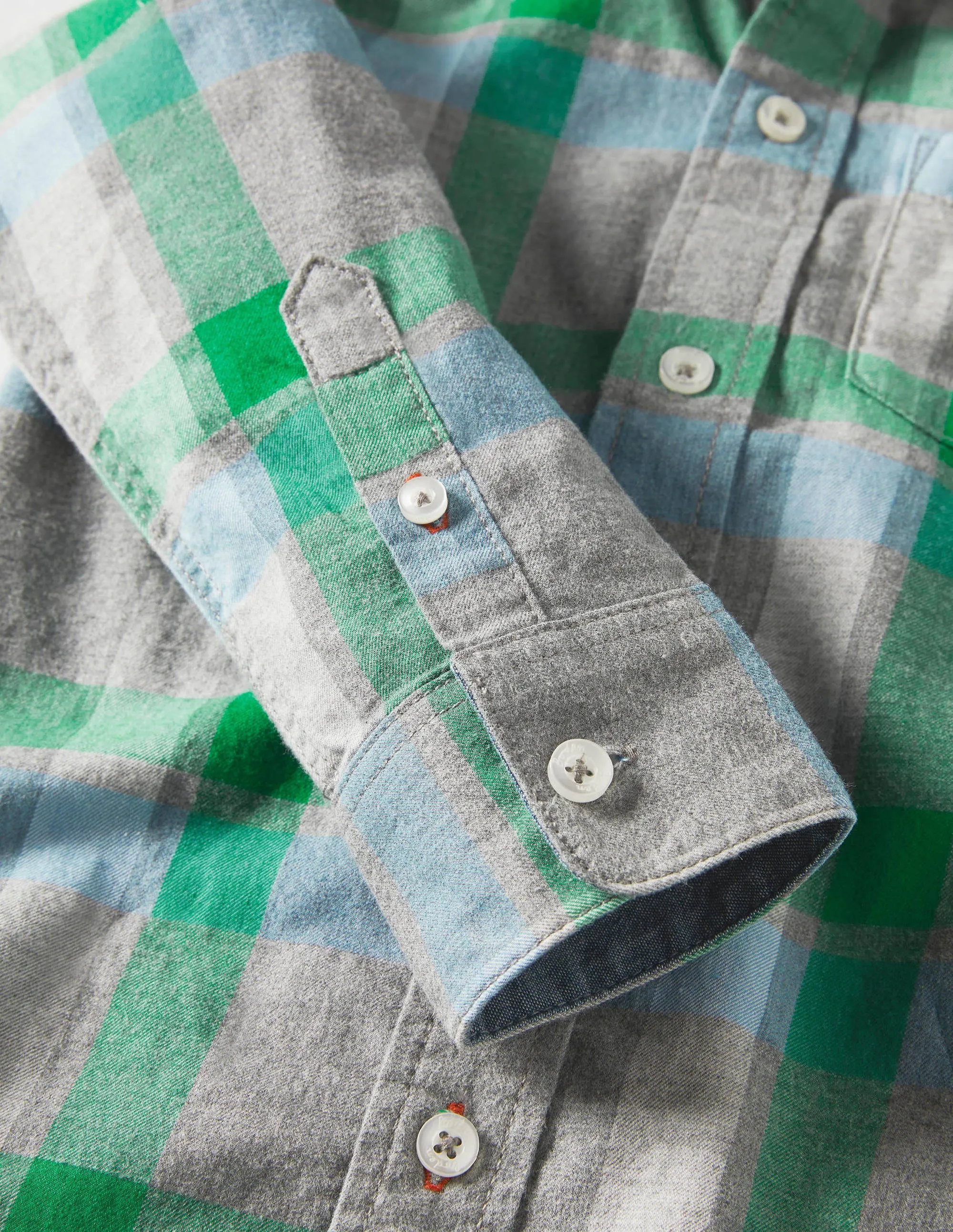 Casual Twill Shirt-Grey Marl/Green