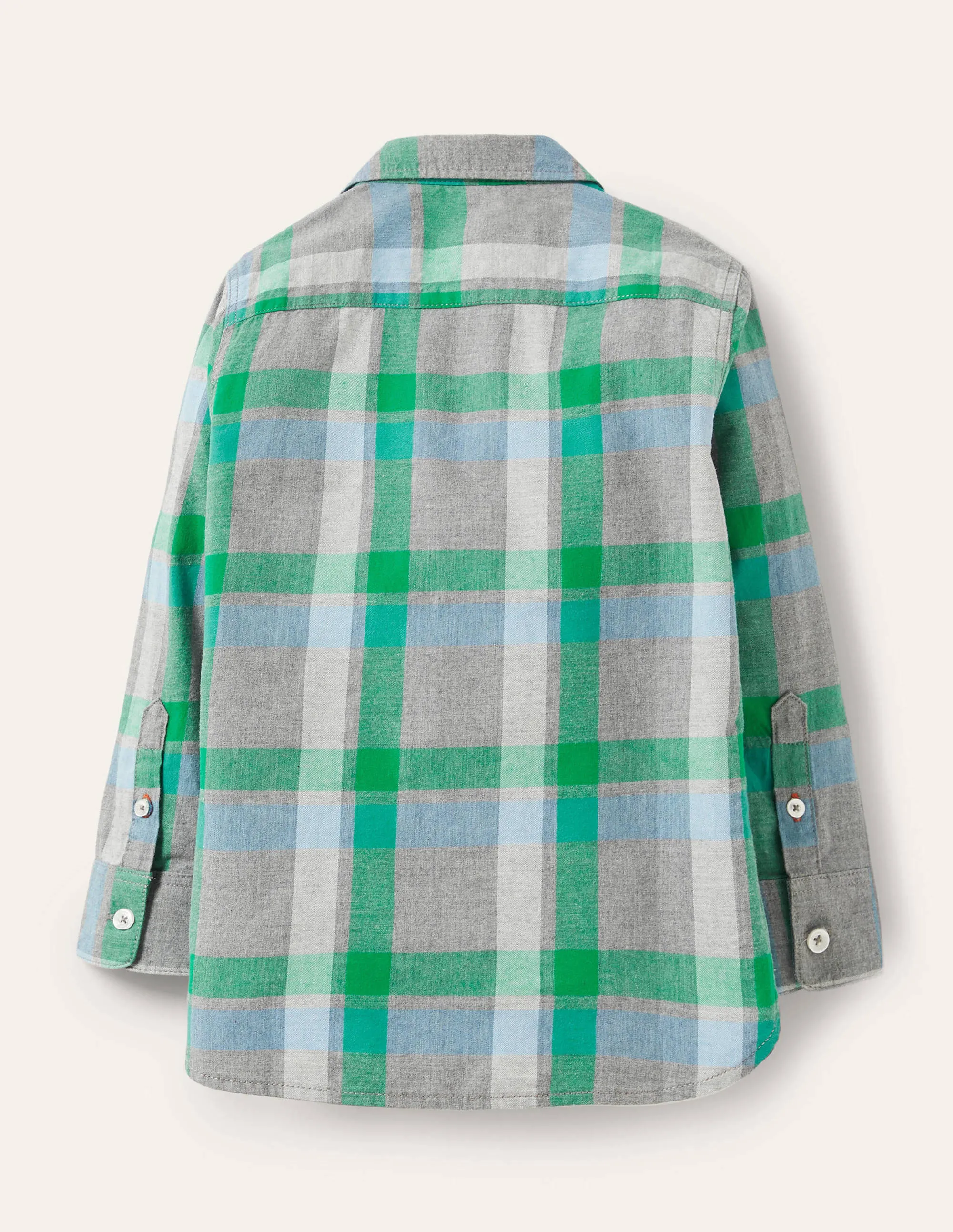 Casual Twill Shirt-Grey Marl/Green