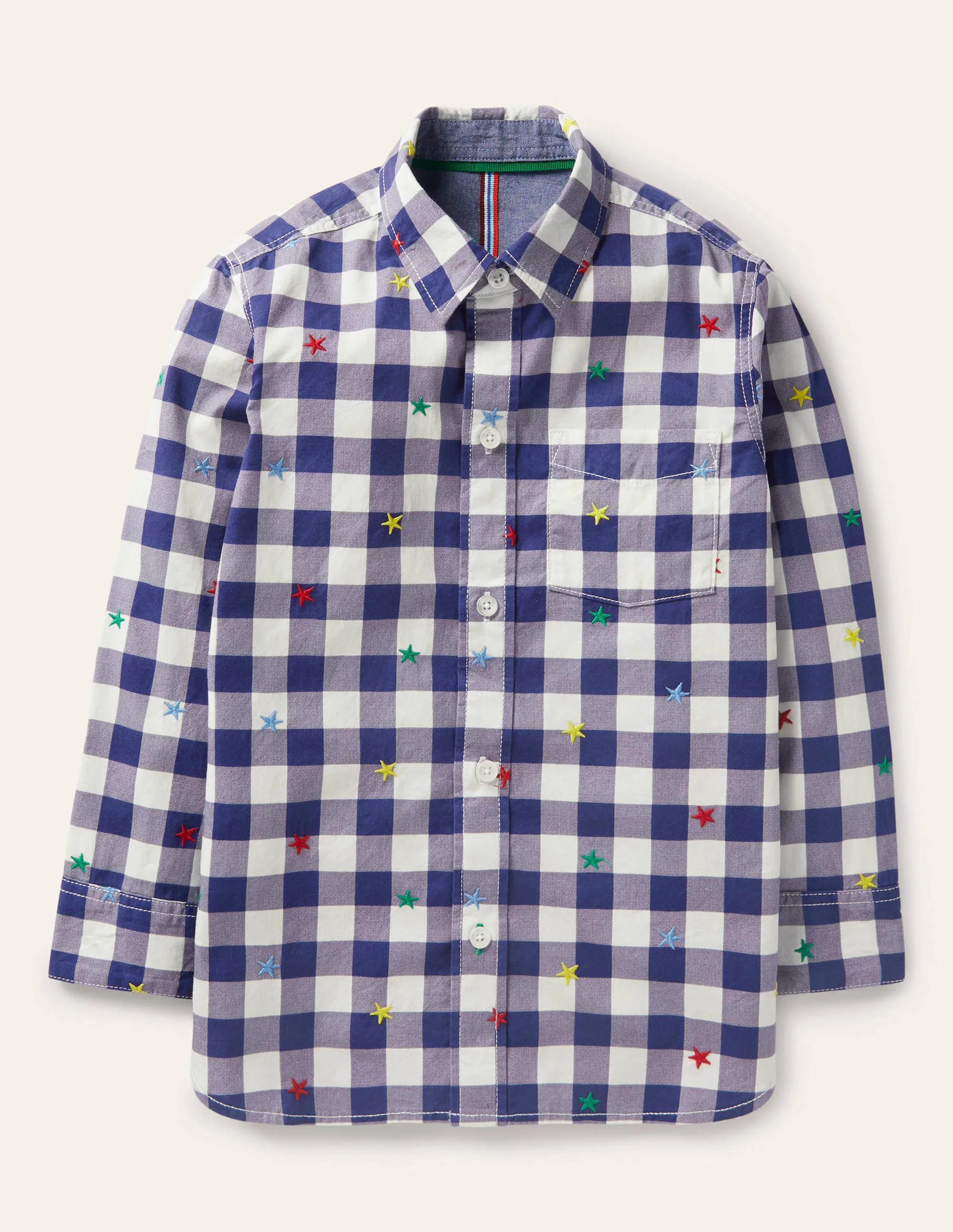 Casual Twill Shirt-Navy/Ivory Rainbow Star
