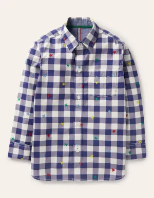 Casual Twill Shirt-Navy/Ivory Rainbow Star