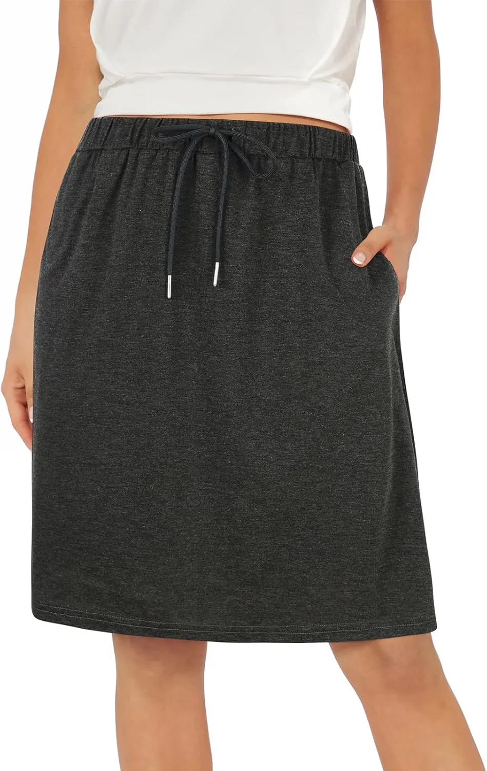 Century Star Tennis Skirts for Women with Pockets Golf Knee Length Skorts Athletic Sports Drawstring Waist Skirts with Shorts