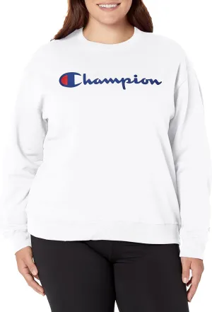 Champion Women's Sweatshirt, Powerblend, Crewneck for Women, C Logo (Plus Size Available)