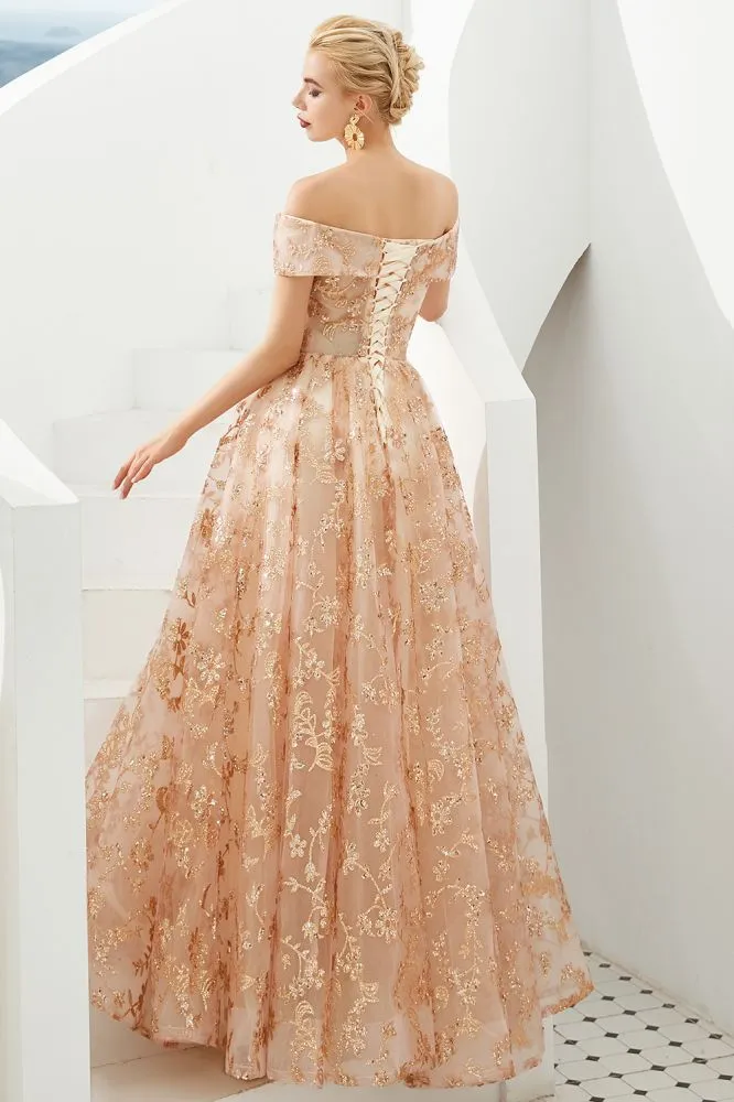 Charming Off Shoulder Aline Princess Dress Tulle Swing Evening Party Dress Quincenera Dress