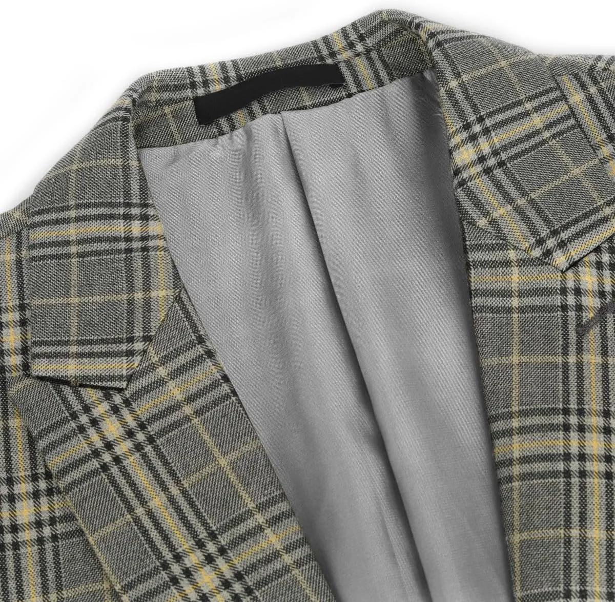 Cloudstyle Mens 3 Piece Slim fit Checked Suit Blue/Black Single Breasted Vintage Suits