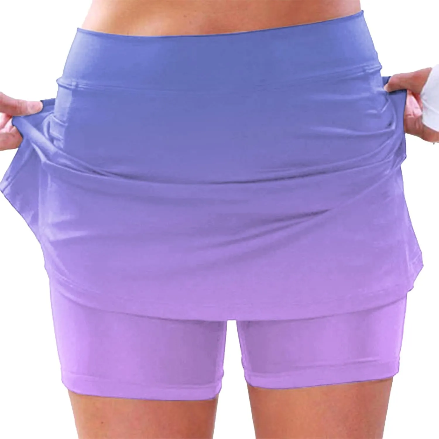 cooki Tennis Skirts for Women Summer Casual High Waisted Athletic Skort Lightweight Stretchy Workout Gradient Color Skirt