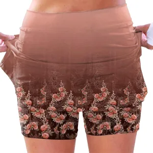 cooki Women's Tennis Skirts with Pockets Shorts High Waisted Floral Print Workout Golf Skorts Summer Casual Yoga Mini Skirt