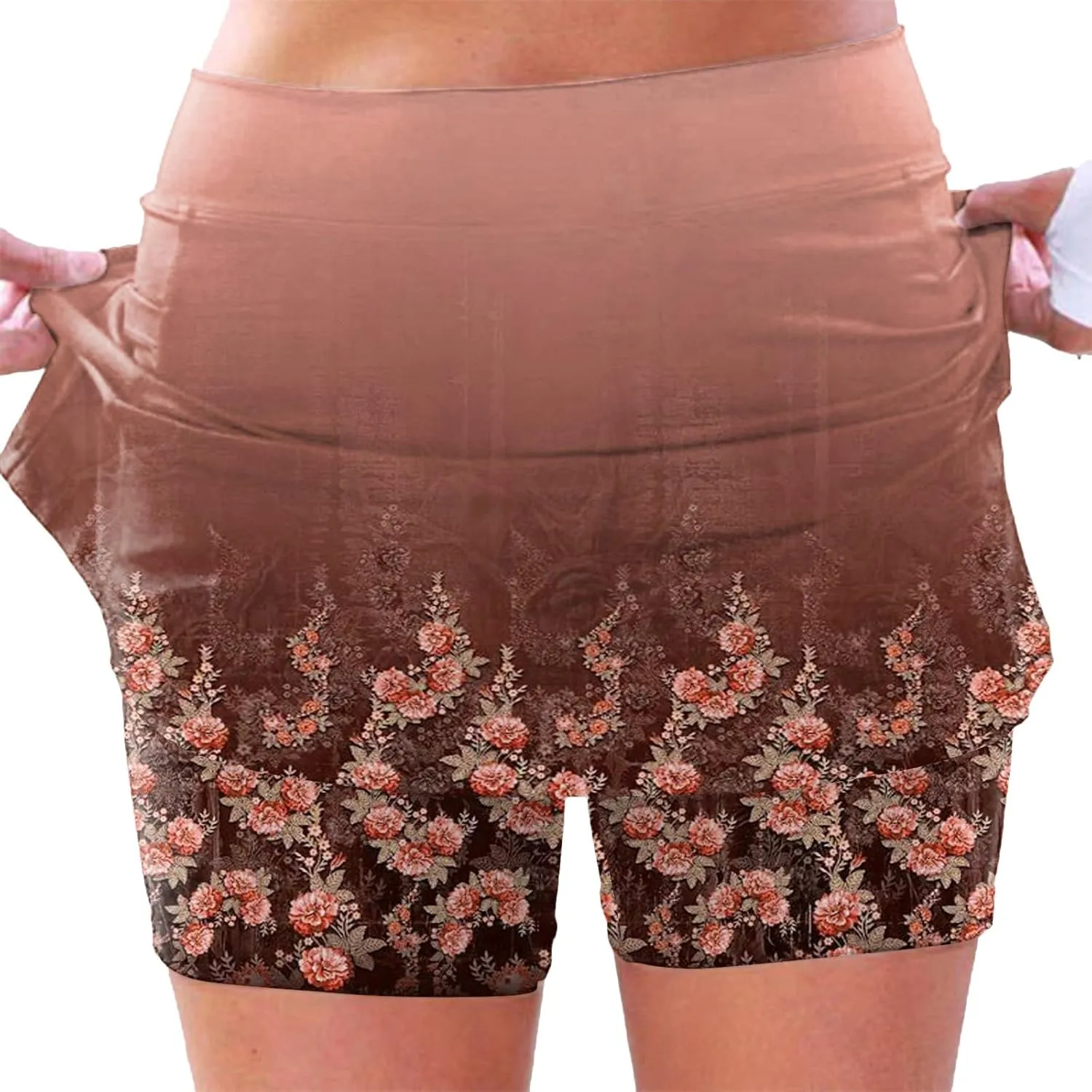 cooki Women's Tennis Skirts with Pockets Shorts High Waisted Floral Print Workout Golf Skorts Summer Casual Yoga Mini Skirt