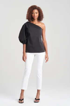 Cotton Poplin Balloon One Shoulder Top