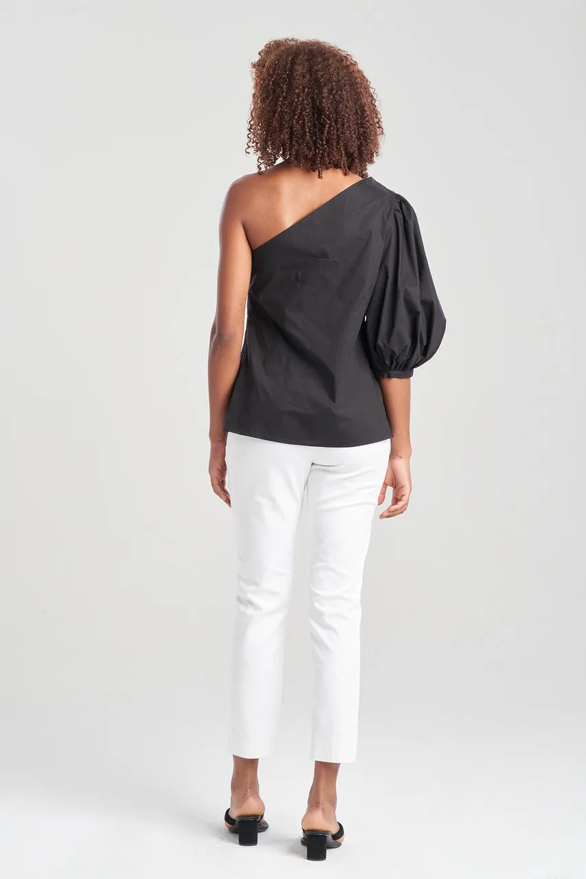 Cotton Poplin Balloon One Shoulder Top