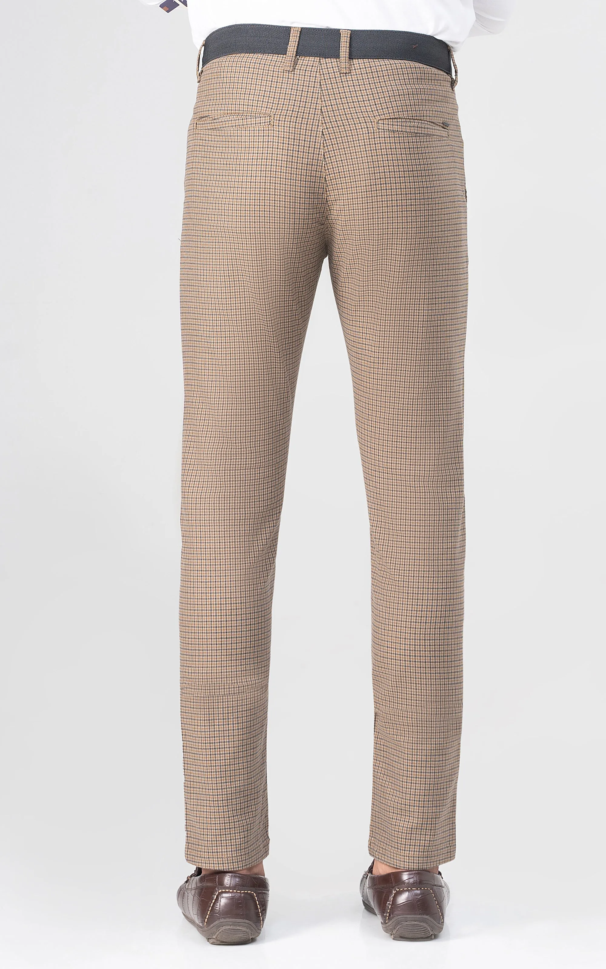 CROSS POCKET MINI CHECK PANT KHAKI BROWN