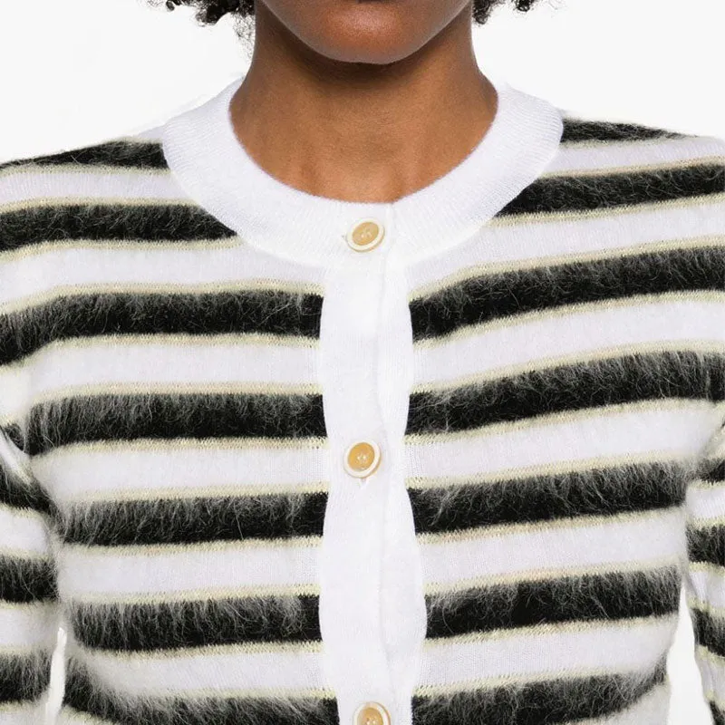 Custom Wholesale Mohair Wool Blend Women Knit Sweater - OEM/ODM Half Sleeves Fit Design Striped