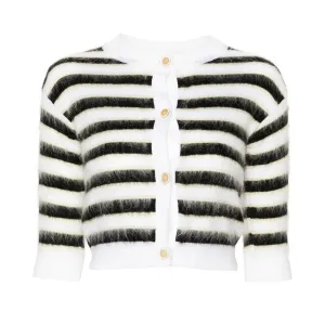 Custom Wholesale Mohair Wool Blend Women Knit Sweater - OEM/ODM Half Sleeves Fit Design Striped