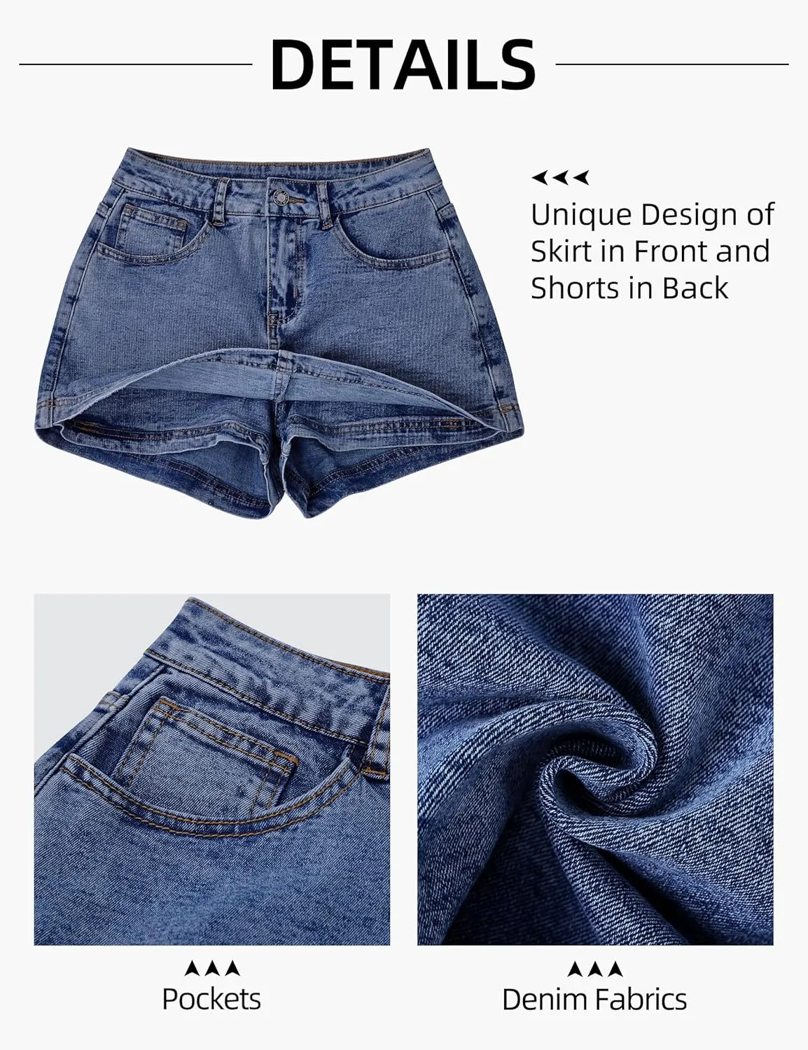 Denim Skort Women High Waist Mini Jean Skirt for Women Stretch Casual Mini Jean Skort