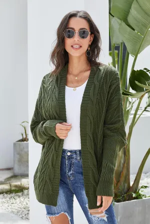 Dolman Sleeve Open Front Knit Cardigan