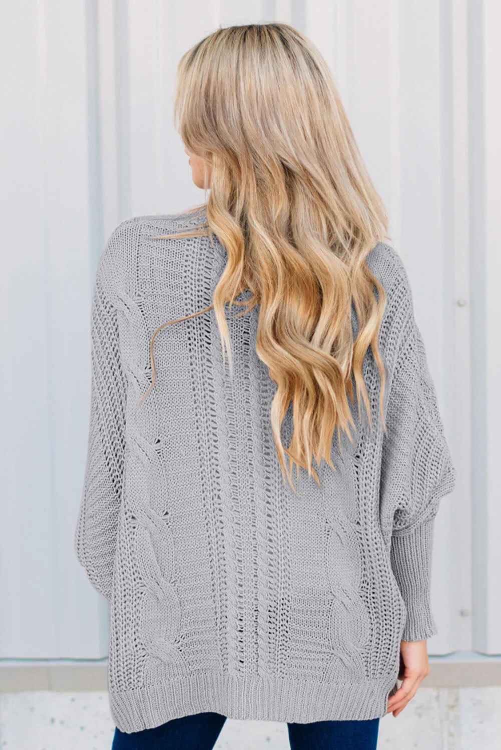 Dolman Sleeve Open Front Knit Cardigan
